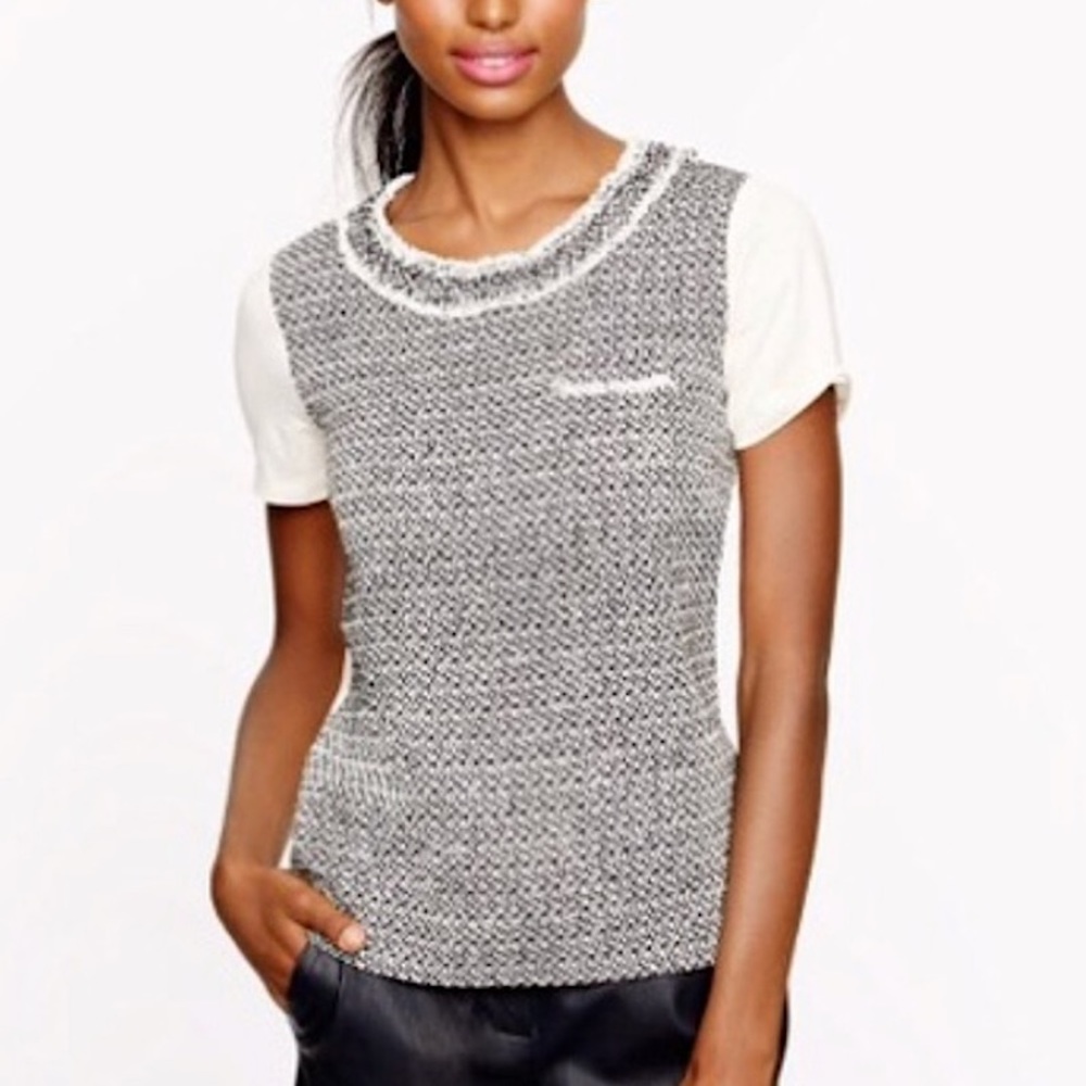 J.Crew Silk Blend Tweed Short Sleeve Top